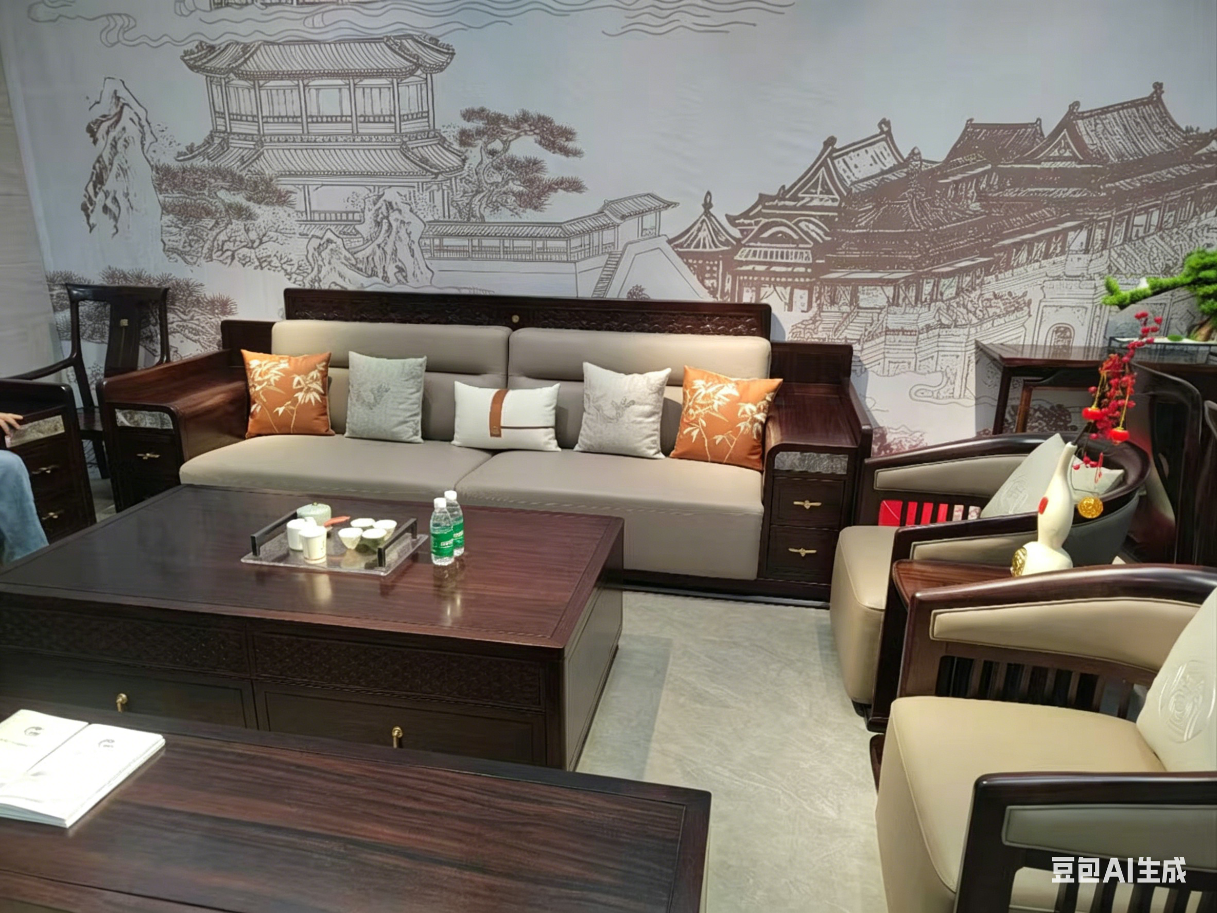 Solid Wood Fabric Sofa