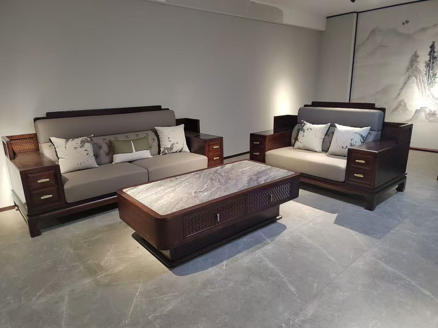 Solid Wood Fabric Sofa