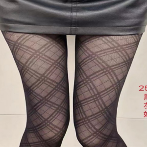Bold Diagonal Square Grid Black Sheer Tights（2561）