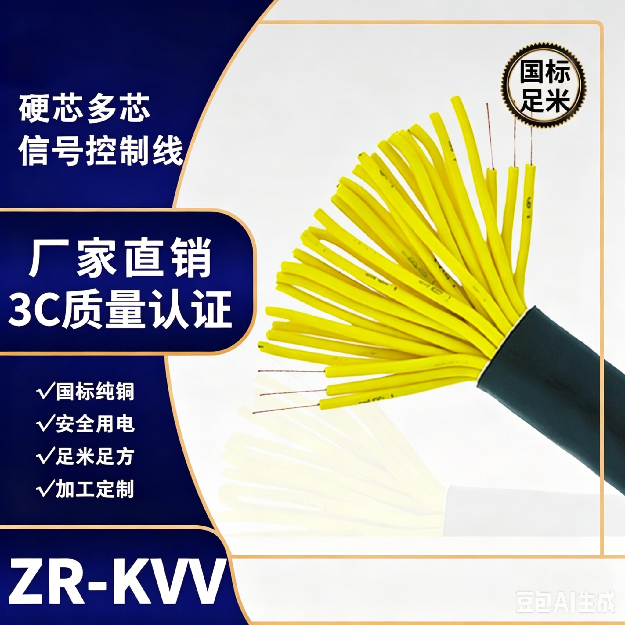 Zhuhai ZR‑KVV Flame‑Retardant Multi‑Core Hard‑Core Control Cable
