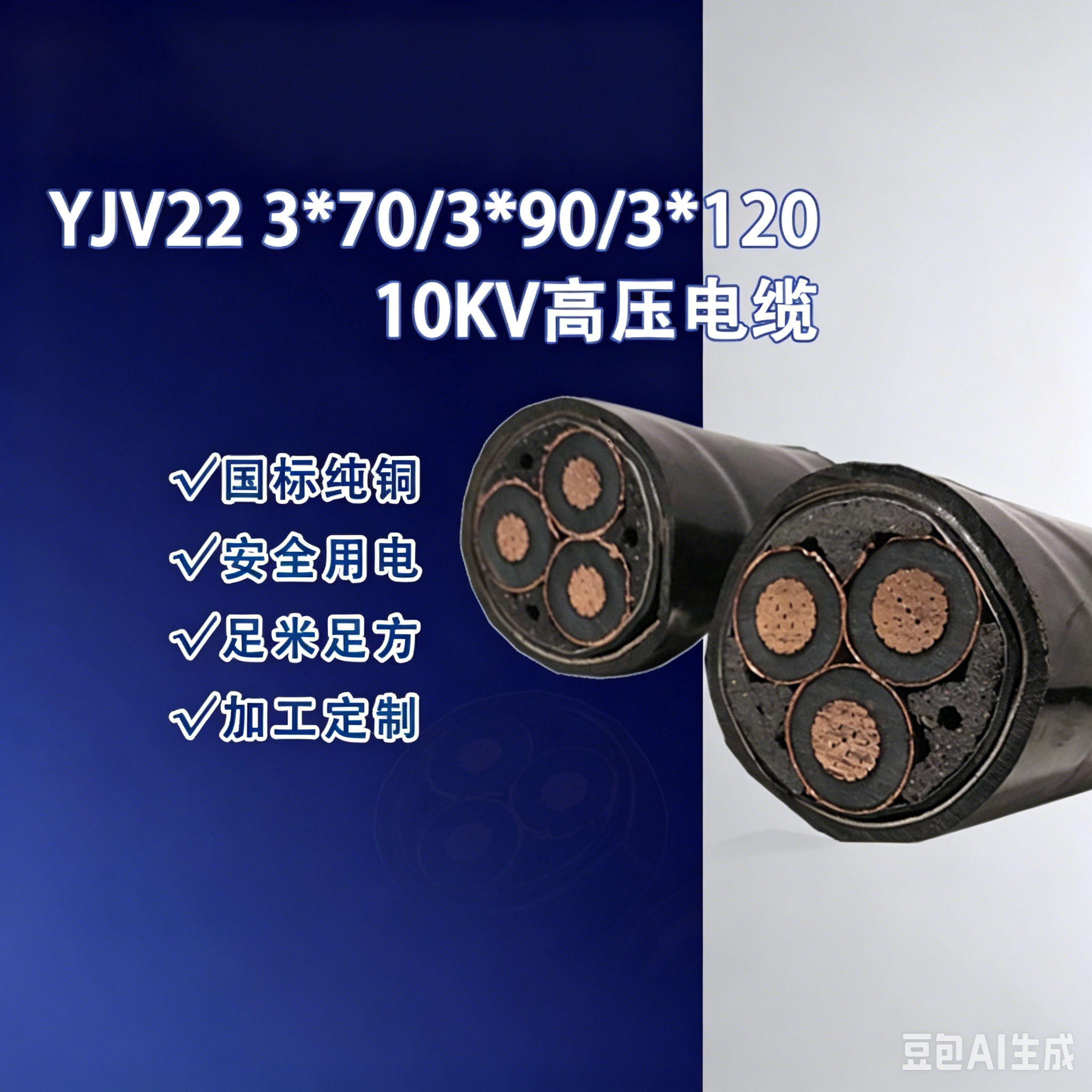 Zhuhai YJV22 3×70/3×90/3×120 10kV High‑Voltage Power Cable