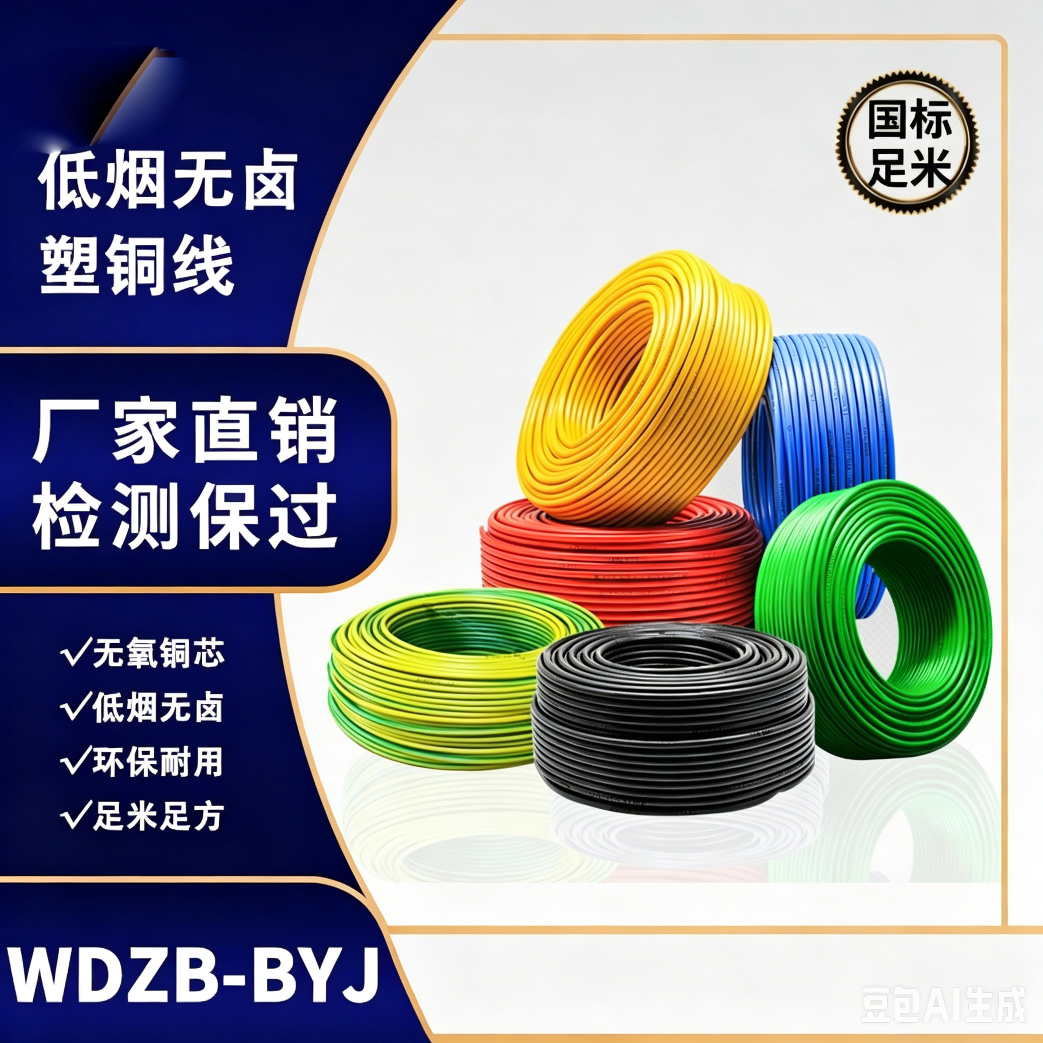 Zhuhai WDZB‑BYJ Low‑Smoke Zero‑Halogen Solid Copper Wire